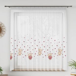 Voálová záclona dětská MEDVÍDEK, s olůvkem, barevná (více výšek, v metráži)
