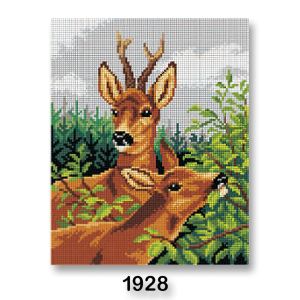 Vyšívací předloha, obrázek na vyšívání 70240/2982/1928, srny, hnědo-zelená, 24x30cm