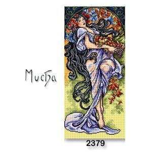 Vyšívací předloha, obrázek na vyšívání 70251/2379, Mucha Podzim, fialovo-zelená, 24x51cm