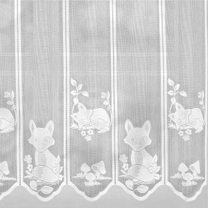 Žakárová vitrážová záclona dětská LIŠKA 604948, bílá (více výšek, v metráži)