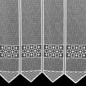 Žakárová záclona 715, kostičky, bílá, zavěšení na tyč (více výšek, v metráži)