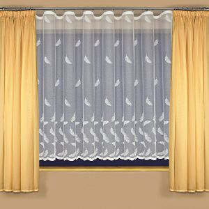 Žakárová záclona A3911 peříčka, s bordurou, bílá (více výšek, v metráži)