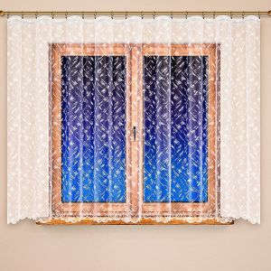 Žakárová záclona NISA geometrický vzor, s bordurou, bílá (více výšek, v metráži)