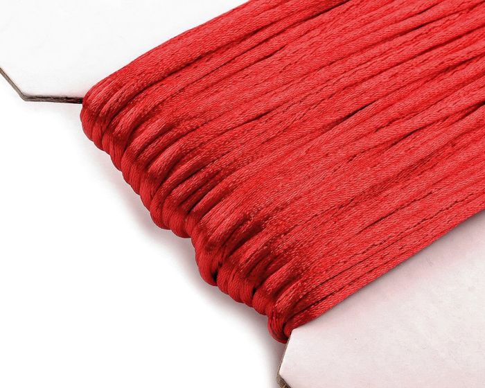 Pletací saténová příze / šňůra 310022/14 červená, jednobarevná, 2mm, 25 metrů