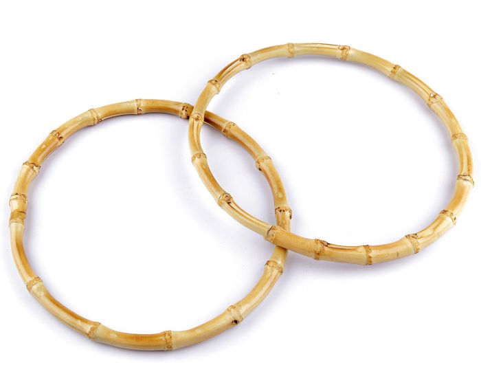 Bambusová ucha na tašky, kruh na lapač snů 790258/1, světlý, průměr 20cm