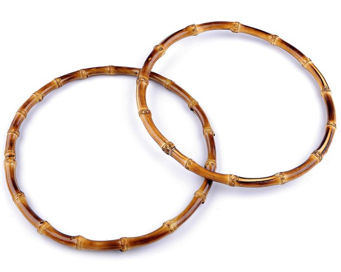 Bambusová ucha na tašky, kruh na lapač snů 790258/2, tmavý melír, průměr 20cm