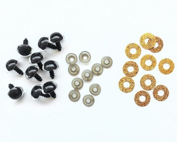 Bezpečnostní oči, oranžová lesklá podložka, průměr 14mm 