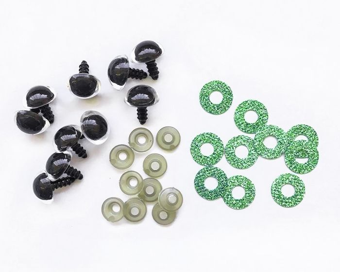 Bezpečnostní oči, zelená lesklá podložka, průměr 16mm