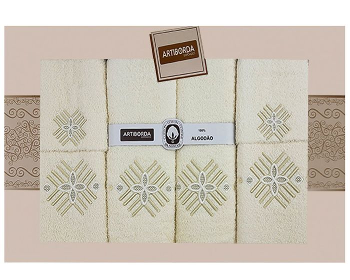 Dárkový set froté ručníků a osušek 43, 6-dílný, krémová s výšivkou 2x 30x50cm + 2x 50x90cm + 2x 70x140cm