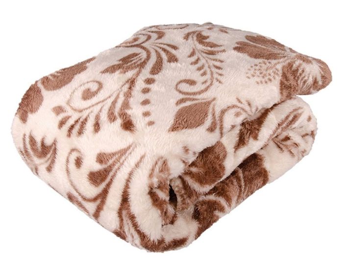 Deka z mikrovlákna beránek KVĚTY, hnědá, 150x200cm