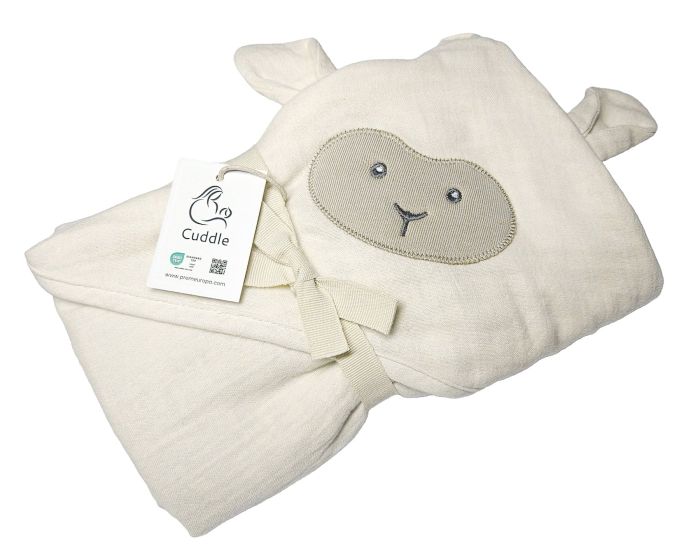 Dětská bavlněná látková / mušelínová osuška MUŠELÍN S KAPUCÍ krémová, 130g/m2, 80x80cm