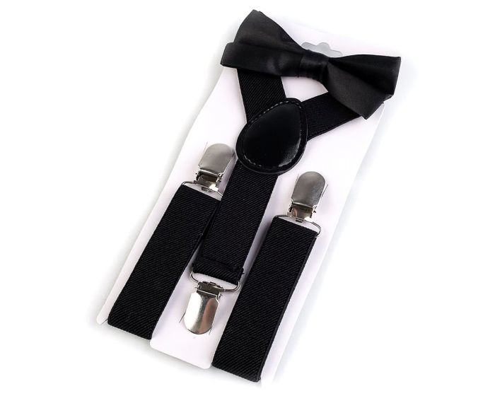 Dětská společenská chlapecká sada (2-6 let), motýlek a šle 650332/04, černá