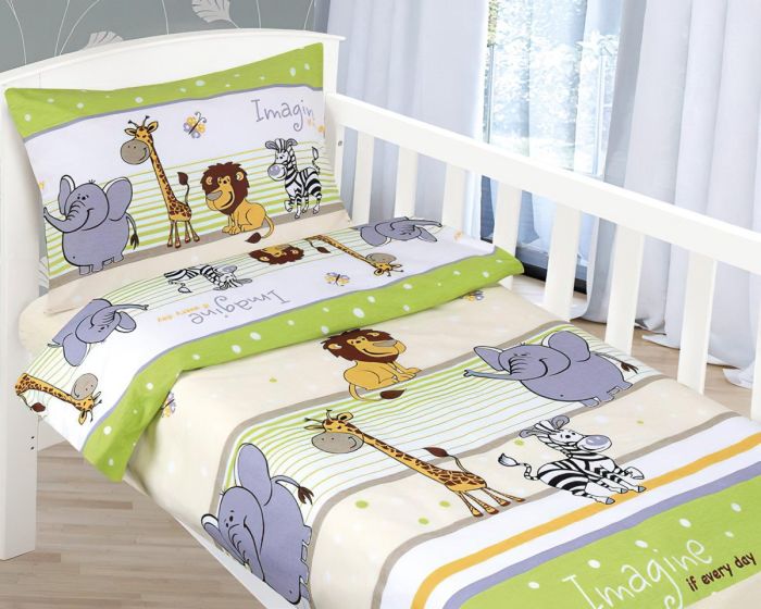 Dětské povlečení do postýlky SAFARI ZELENÉ, bavlna hladká, 90x135cm + 45x60cm