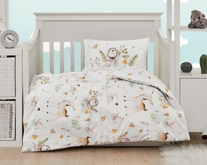 Dětské povlečení Matějovský do postýlky SWEET DREAMS, lesní zvířátka na bílé, bavlna hladká (více rozměrů)