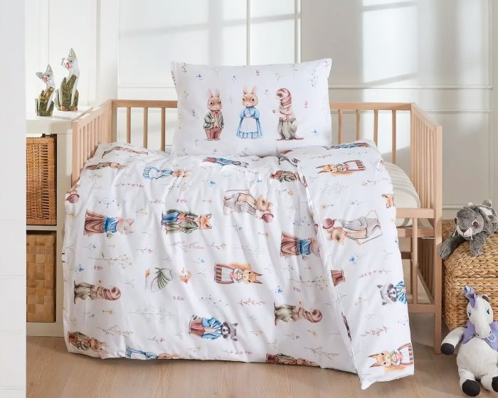 Dětské povlečení Matějovský do postýlky WONDERLAND BABY, zvířátka na bílé, bavlna hladká (více rozměrů)