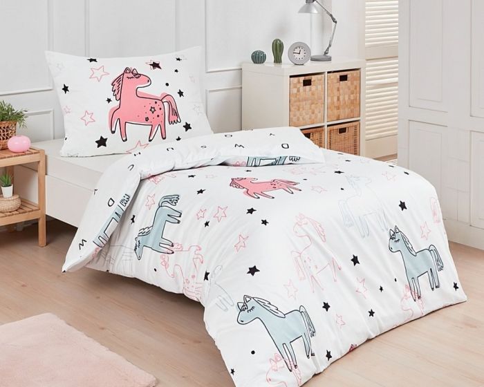 Dětské povlečení Matějovský SWEET PONNY, bílé, bavlna hladká, 140x200cm + 70x90cm