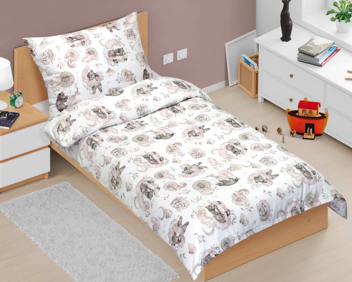 Dětské povlečení MEDVÍDEK SPÍCÍ, béžové, bavlna hladká, 140x200cm + 70x90cm 