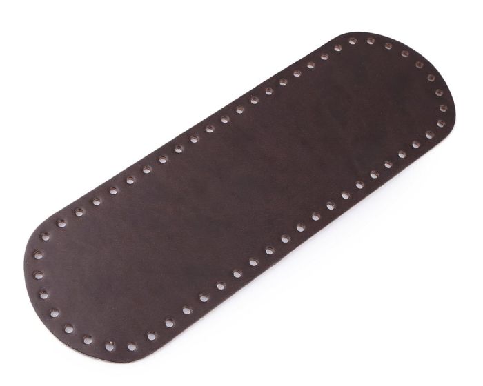 Dno na kabelku / tašku, eko kůže, 750710 jednobarevná D566/6 hnědá tmavá, 10x30cm, otvor Ø4 mm