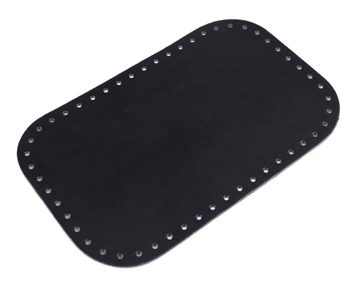 Dno na kabelku / tašku, eko kůže, 780279 jednobarevná NERO černá, 18x28cm, otvor Ø3 mm