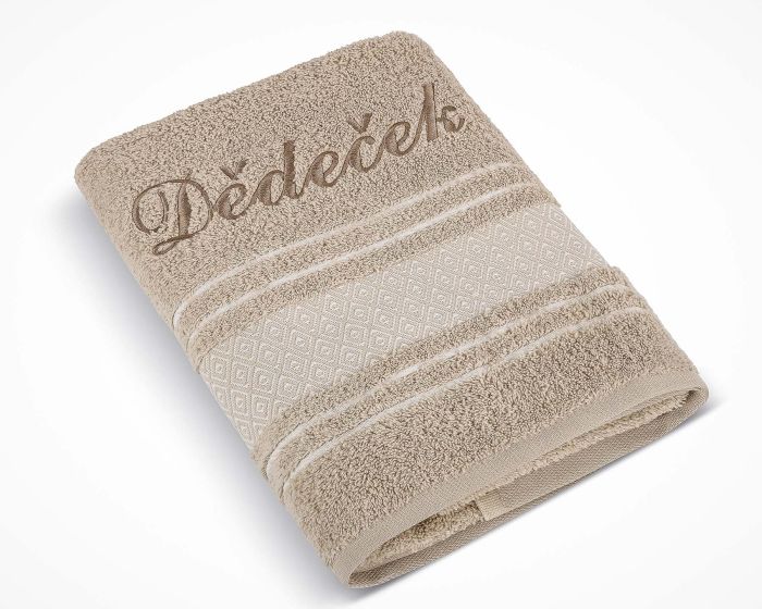 Froté ručník S VÝŠIVKOU DĚDEČEK, béžový, 50x100cm