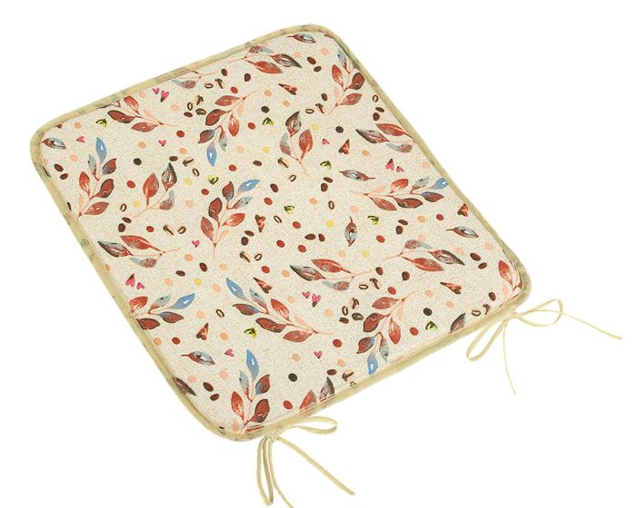 Hladký sedák BERTA 34/607, LÍSTEČEK HNĚDÁ, BÉŽOVÁ, čtverec 40x40cm