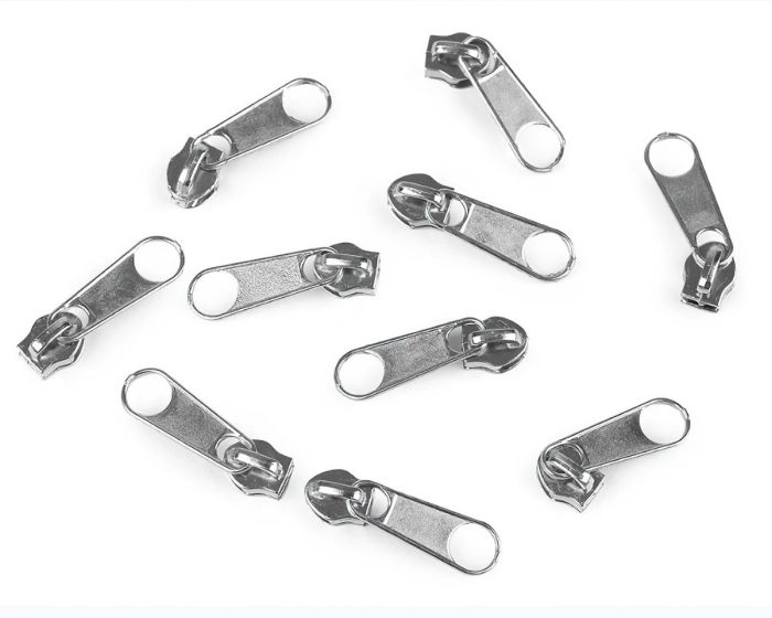 Jezdec ke spirálovému zipu POL 3 mm, 070272/031 stříbrný nikl, kovový, bez aretace / s táhlem