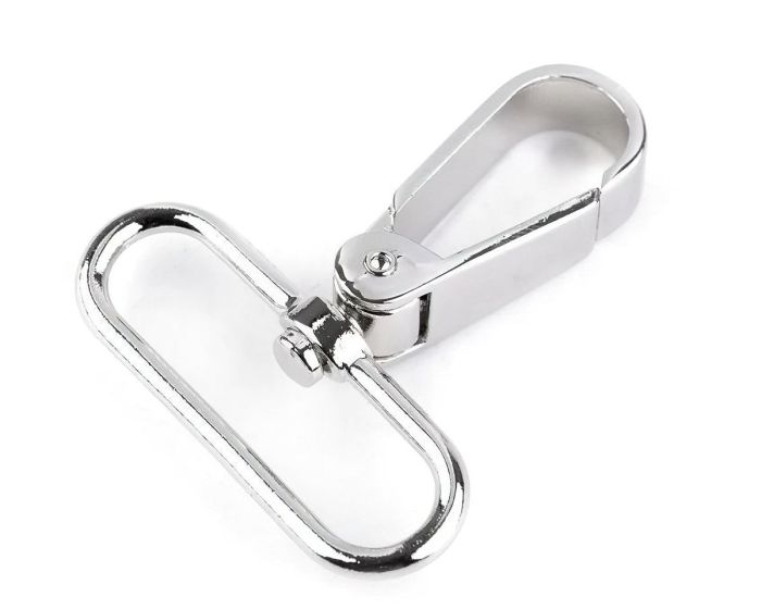 Karabina kovová, s průvlekem 060995-1 nikl, stříbrná průvlek 39mm