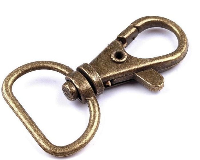 Karabina kovová, s průvlekem 090573-2 staromosaz, průvlek 18mm