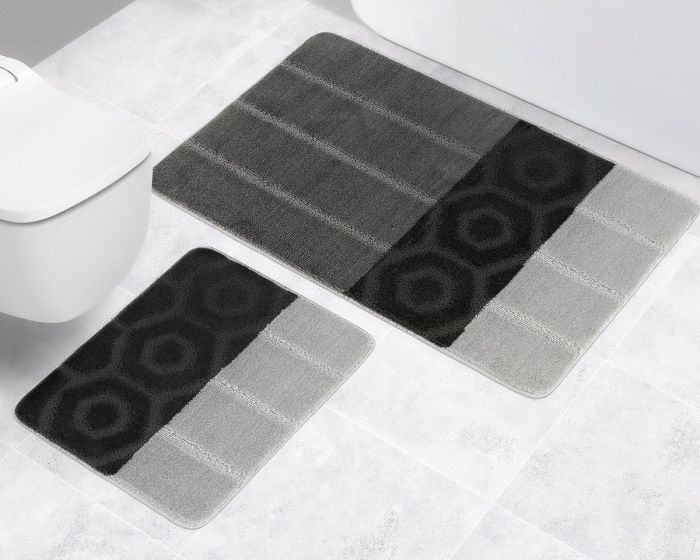 Koupelnová předložka BANY, PRUHY ŠEDO-ČERNÉ (více rozměrů)