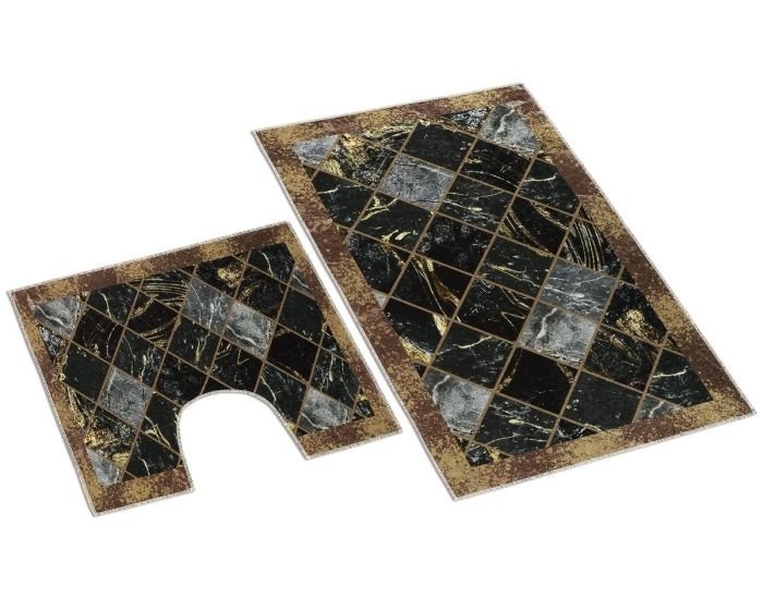 Koupelnová souprava 3D HNĚDÝ MRAMOR 100x60cm (předložka) + 60x50cm (na WC)