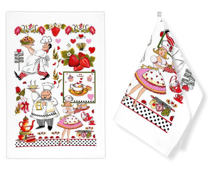 Kuchyňská utěrka froté 207 KUCHAŘ, červená 1 kus, 40x60cm