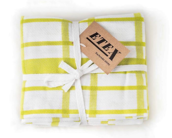 Kuchyňské utěrky EGYPTSKÁ BAVLNA U03, extra kvalita, zelené káro, 3 kusy, 50x70cm