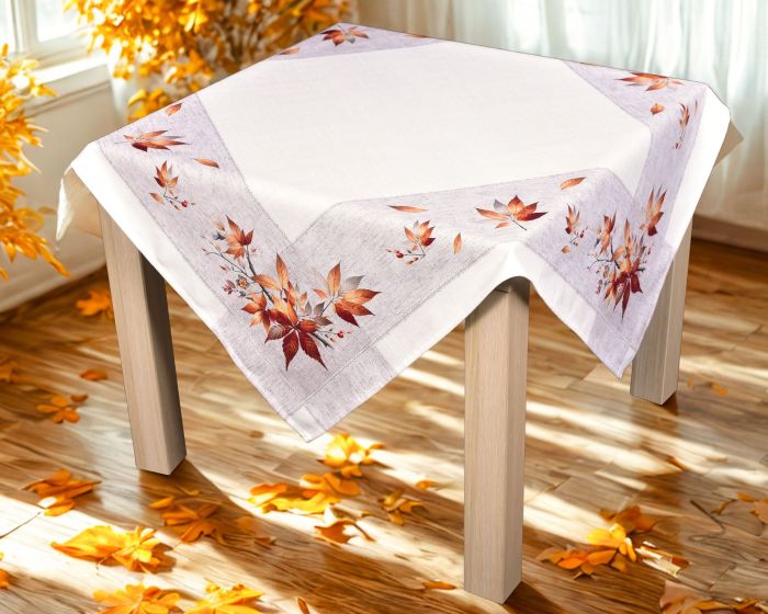 Kuchyňský ubrus CYH5957GC, podzimní listí, bílo-oranžová, 85x85cm (čtverec) 