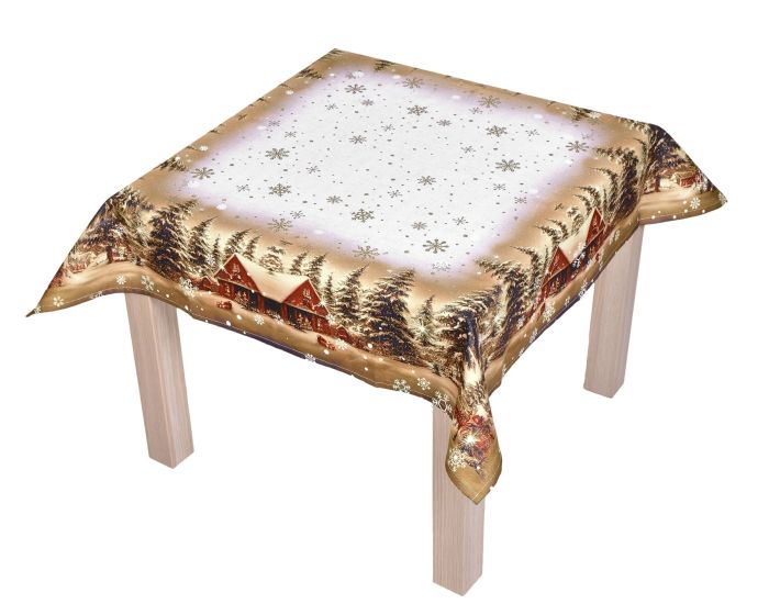 Kuchyňský ubrus CYH6019R, zasněžená krajinka, hnědá, 85x85cm (čtverec)