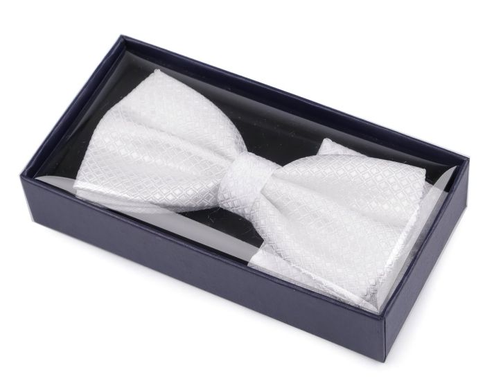 Motýlek pánský s kapesníčkem 870587/1 vzorovaný, bílý / kostičky