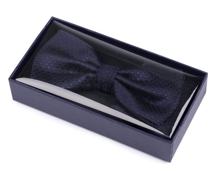 Motýlek pánský s kapesníčkem 870587/4 vzorovaný, tmavě modrý / kostičky