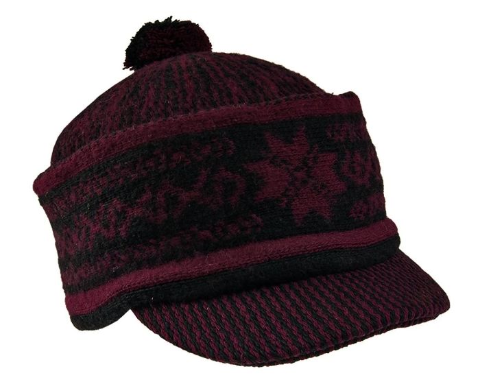 Pánská čepice zmijovka s kšiltem TONAK TARPIA černo-bordó, univerzální velikost