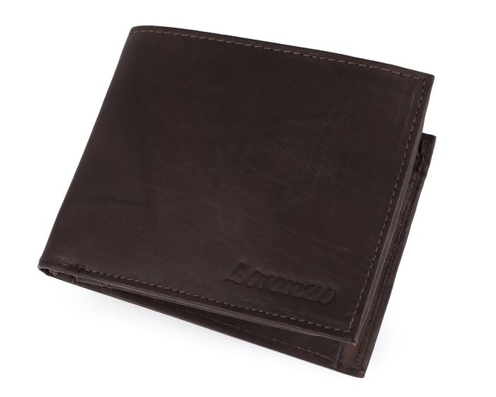Pánská kožená peněženka 810513/01, tmavě hnědá, matná, 10 x 12 x 2,5 cm