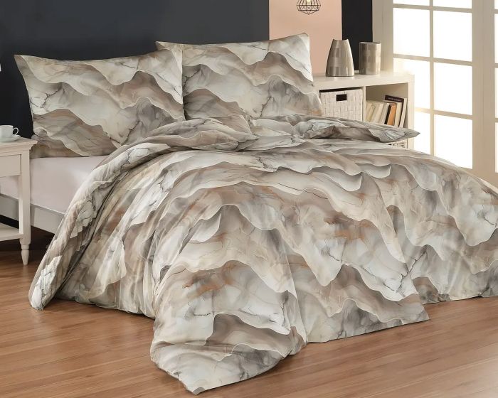 Povlečení Matějovský AMEDE, mramorový vzor, béžové, bavlna hladká, digitál, 140x200cm + 70x90cm