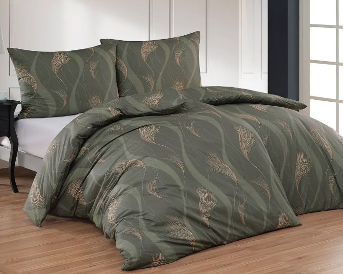 Povlečení Matějovský COLLINS, vlny s větvičkami, tmavě zelené, bavlna hladká digitál, (více rozměrů)