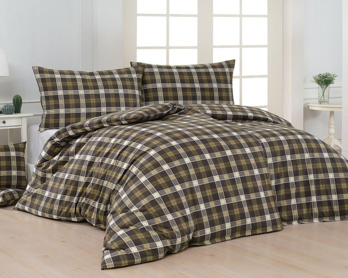 Povlečení Matějovský DANTE, hnědo-béžové káro (více materiálů, rozměrů)