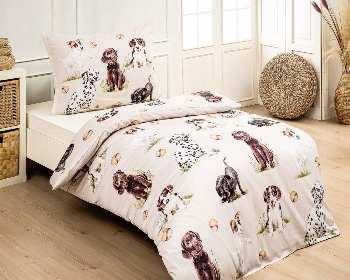 Povlečení dětské Matějovský PEJSCI, béžové, bavlna hladká digitál, 140x200cm + 70x90cm