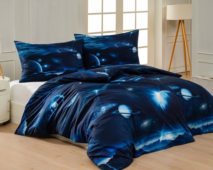 Povlečení Matějovský GALAXIE, planety, modré, bavlna hladká digitál, (více rozměrů)