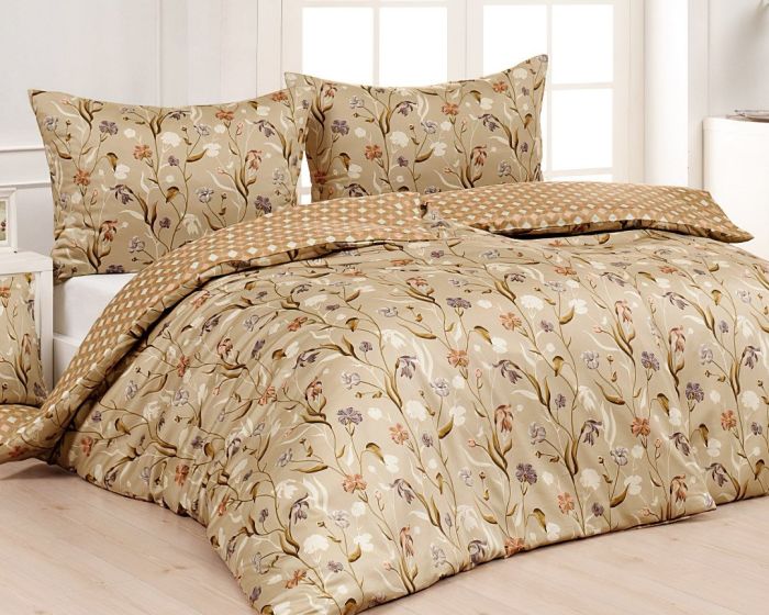 Povlečení Matějovský JOANNA, květy a kostička, béžová (více materiálů, rozměrů)
