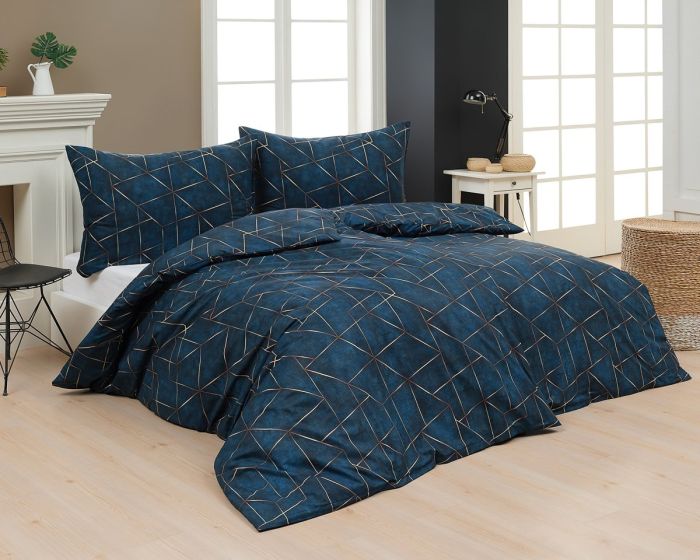 Povlečení Matějovský MATIS, geometrický vzor, tmavě modré, bavlna hladká digitál, (více rozměrů)