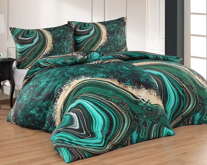 Povlečení Matějovský METHEORA, abstraktní motiv, zelené, bavlněný satén, digitál, 140x200cm + 70x90cm