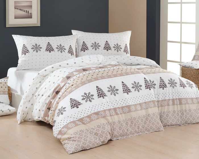 Povlečení Matějovský NOVESTA, béžovo-bílý zimní vzor (více rozměrů, materiálů)