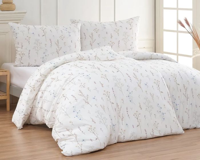 Povlečení Matějovský PALOMA, rostlinný motiv, smetanové, mako jersey, 140x200cm + 70x90cm