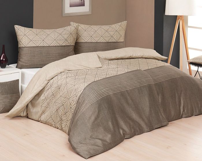 Povlečení Matějovský PIETRO, béžovo-hnědé pruhy (více materiálů, rozměrů)