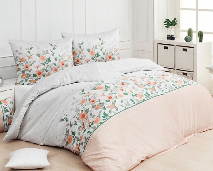 Povlečení Matějovský SALWA, lososové květiny, bavlna hladká (více rozměrů)